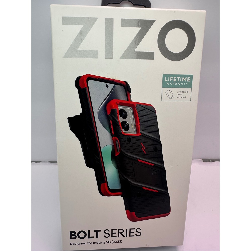 ZIZO BOLT Series Moto G 5G 2023 Case Red Black Rugged Holster Screen Protector